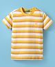 UCB Cotton Knit Half Sleeves Striped T-Shirt - Yellow & White