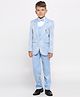 KIDS ISLAND Full Sleeves Abstract Printed 4 Piece Party Suit With Bow Tie - Light Blue