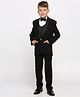 KIDS ISLAND Full Sleeves Broach Embellished 4 Piece Party Suit Set - Black