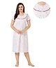 Piu Cotton Half Sleeves Polka Dots Printed Front Open Maternity Nighty - White