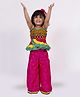 Twisha Sleeveless Mirrror Detailed & Floral Embroidered Frilled Top With Palazzo Set - Pink & Yellow