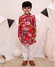 Ka-mee Pure Cotton Full Sleeves Floral Printed Kurta & Pyjama Set - Red
