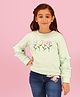 Cutecumber Full Sleeves Floral Applique Detailed & Leaves Embroidered Winter Top - Green