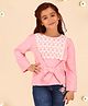Cutecumber Full Sleeves Lace Detailed & Bow Tied Top - Peach