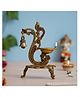 eCraftIndia Traditional Golden Peacock designer Brass Diya with Bell & Stand
