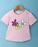 Kookie Kids Knit Half Sleeves T-Shirt with Sequin Detailing - Pink