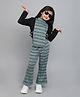 Taffykids Full Sleeves Yarn Dye Striped Apron Top & Coordinating Pant Set - Teal Blue