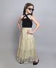 Taffykids Halter Neck Solid Crop Top With Tiered Skirt Set - Black & Gold