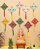 eCraftIndia Red & Yellow 10 Pieces Woollen Kite Hanging Festive Decor
