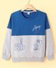 Olio Kids Fleece Knitted Full Sleeves Sweatshirt With Text Print - Blue