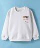 Doreme Fleece Knit Full Sleeves Text Printed Sweatshirt- White