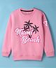 Doreme Fleece Knitted Full Sleeves Sweatshirt With  Text Print - Pink