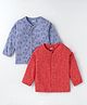 Pink Rabbit Sinker Knit Full Sleeves Car Printed Front Open Jhablas Pack of 2 - Red & Blue