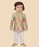 little desi Chanderi Silk Full Sleeves Sequins Embellished Self designed Kurta With Solid Pyjama Set - Pista
