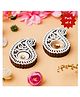 eCraftIndia 4 Pieces Brown & White Paisley Shape Wood Block Tea Light Candle Holders