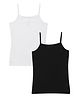 Charm n Cherish 100% Cotton Pack Of 2 Sleeveless Solid Camisoles - White & Black