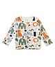 My Milestones 100% Cotton Full Sleeves Animals Printed Tee - Cream