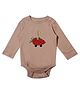 My Milestones 100% Cotton Full Sleeves Giraffe & Vehicle Embroidered Onesie - Tan