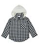 My Milestones Cotton Full Sleeves Checked Shirt With Detachable Hoodie Cap - Black