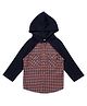 My Milestones Cotton Full Sleeves Checked Shirt With Hood - Red & Navy Blue