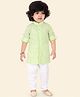 ETHNIKS NEURON Pure Cotton Full Sleeves Floral Motif Printed Kurta With Solid Pyjama Set - Pista Green