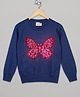 The Sandbox Clothing Co Cotton Full Sleeves Butterfly Sequins Embellished Designed Sweatshirt - Navy Blue