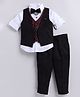 LITTLE COLLARS Cotton Rayon Full Sleeves Checked 4 Piece Party Suit Set - Wine