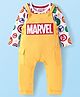 Babyhug Marvel  Single Jersey Knit Full Sleeves T-shirt With Dungaree Avengers Graphic - Yellow