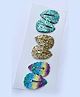 FOLLOW THE NEEDLE Set Of 6 Glitter Faux Leather Snap Pins - Blue & Golden