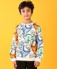 Anthrilo Fleece Full Sleeves Dinosaur Wow Printed Sweatshirt - White