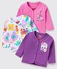 Babyhug Disney  Interlock Knit Full Sleeves Front Open  Jhablas with Disney Princess Graphics Pack of 3 - Pink Purple & White