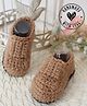 Woonie Crochet Handmade Loafer Style Booties - Brown
