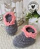 Woonie Crochet Handmade Scallop Detailed Colour Blocked Booties - Grey
