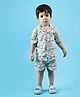 Polka Tots Cotton Half Sleeves Vehicle Printed Coordinating  Shirt With Shorts Set - White