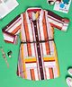 PURPLE UNITED KIDS Poplin Full Sleeves Striped Dress With Belt - Multi Colour