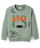 Olio Kids Cotton Knitted Full Sleeves Sweatshirt With Text Print - Olive Green