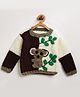 MayRa Knits Full Sleeves Hand Knitted Animal Designed Crochet Sweater - Brown & White