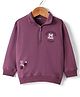 Doreme Fleece Knit Full Sleeves Sweatshirt with Text Print - Lilac