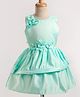 Twetoons Satin Woven Sleeveless Solid Colour  Party Dress with Floral Applique - Aqua Blue