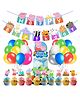 Zyozi Peppa Pig Theme Birthday Decorations Set Banner,Cake Cupcake Toppers, Balloons MultiColor - Pack of 37