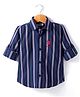 US Polo Assn Cotton Knit Full Sleeves Stripe Shirt - Navy Blue