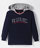 US Polo Assn Cotton Knit Full Sleeves Hooded T-Shirt With Text Print - Navy Blue