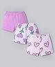 Bonfino 100% Cotton Knit Shorts With Floral and Heart Print Pack of 3 - White & Pink