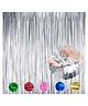 WOBBOX Big 3ft x 6ft Tinsel Metallic Foil Fringe Curtains Backdrop Door Window Curtain Party Decoration (Silver) (Pack of 1)