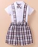 Wonderchild Half Sleeves Solid Tee With Checked Shorts & Bow - Grey