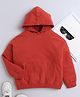 Aww Hunnie Full Sleeves Solid Hooded Sweatshirt - Rust Orange