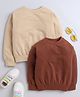 Aww Hunnie Pack Of 2 Cotton Terry Full Sleeves Solid Sweatshirts - Beige & Brown