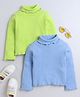 Aww Hunnie Pack Of 2 Cotton Rib Full Sleeves Solid Tees - Green & Blue