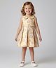 Bonfino Woven Sleeveless Textured Party Dress With Peter Pan Collar - Yellow