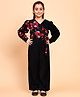 Little Marine Cotton Full Sleeves Floral Printed Jumpsuit - Black